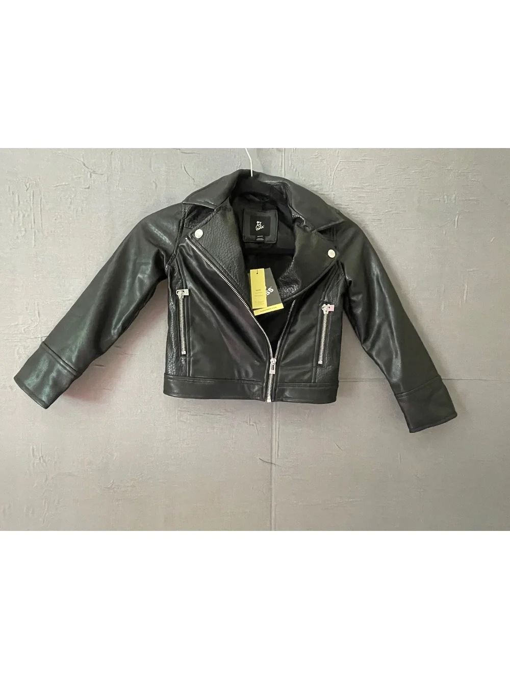 Art Class Kids Faux Leather Moto Jacket NWT Black Size XS 4/5 Biker Coat